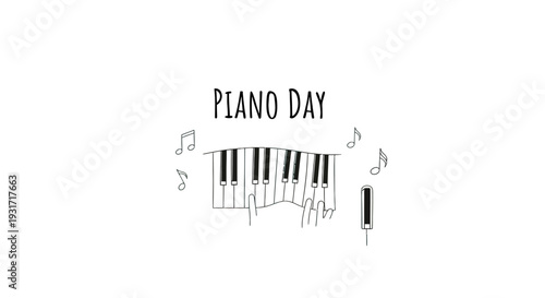Piano Keys and Musical Notes Illustration.