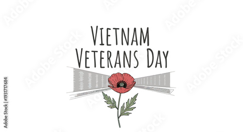Red Poppy Vietnam Veterans Day Illustration.