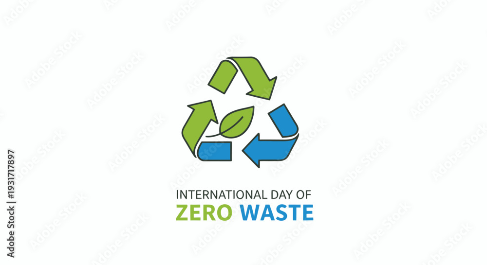 Fototapeta premium Zero Waste Logo with Recycling Symbol 1.