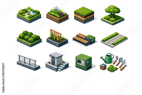 Box stairwell intensive roof planting icon vector icons planter small green guardrail