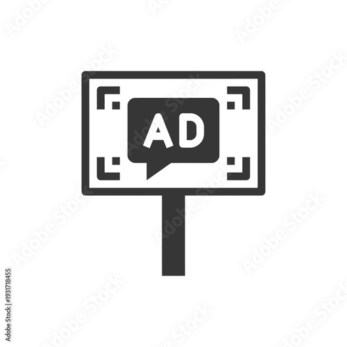 Advertising Display Billboard Icon  Flat Vector Illustration
