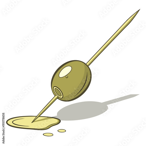 Olive On Toothpick Vector Minimal Bar Snack Icon