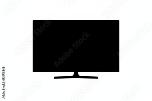 Sleek Television: A modern, minimalist television, its screen black and unlit, stands ready for the display of entertainment and information.