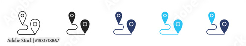 Route Location set illustration multiple style collection