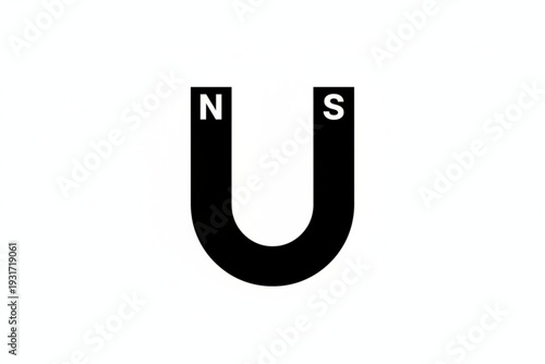 Magnetic Attraction: A stark U-shaped magnet, its north and south poles clearly marked, symbolizing the fundamental forces of attraction and repulsion. 