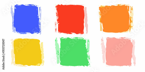 Six rectangular blocks with vibrant textured colors against a white background