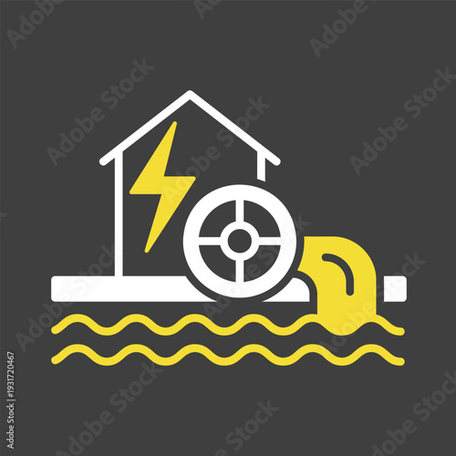 Small hydro power plant outline vector icon