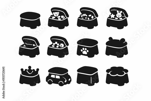 Vector rounded accessory filled silhouette furniture soft generation edges item simple icon