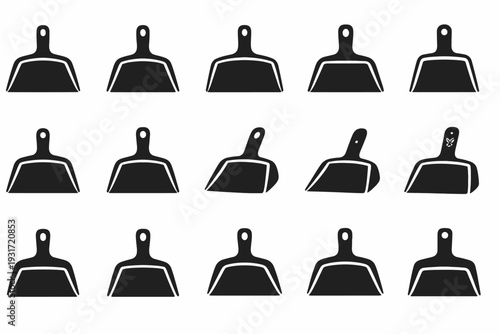 Black filled scoop icon cleanup vector wide modern capacity icons trash
