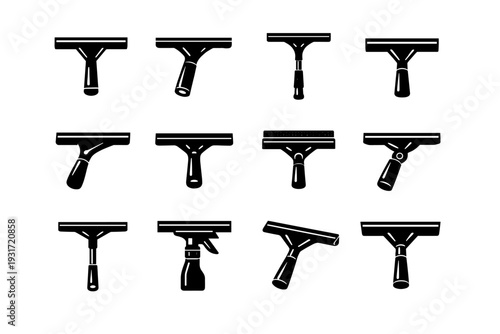 Cleaning equipment silhouette icon window commercial professional solid geometry vector janitorial