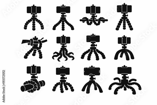 Icon tripod vector image simple dynamic flexible legs tool generation leg solid