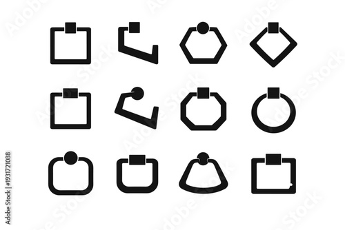 Square bathroom frame hanger icon simple filled interior image black angular vector