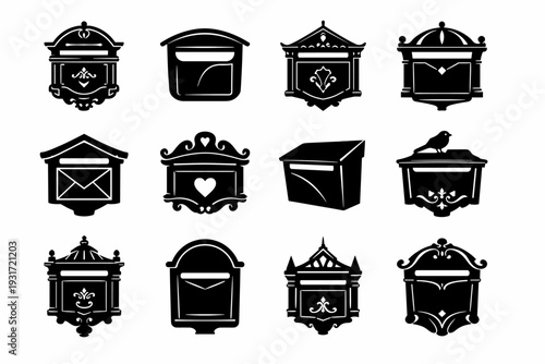 Decor element black vector mailbox icon generation simple image wall aesthetic exterior