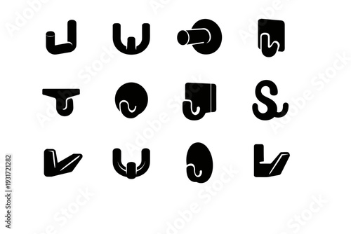 Simple image iconography symbol flat generation hook bathroom geometric icon solid simplified