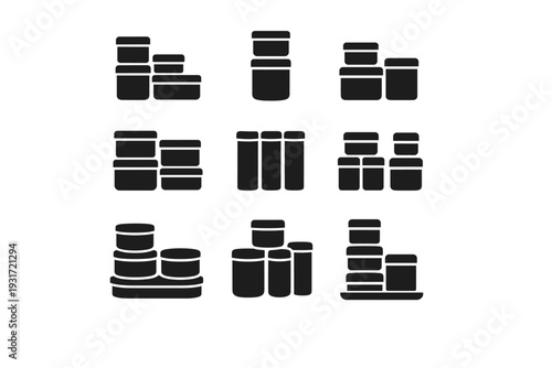 Image kitchen stackable modular storage simple countertop generation icon vertical vector containers