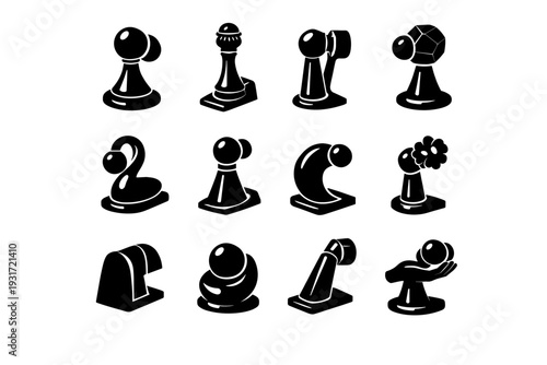 Silhouette hardware door accessory icon stopper modern sculptural icons vector catch