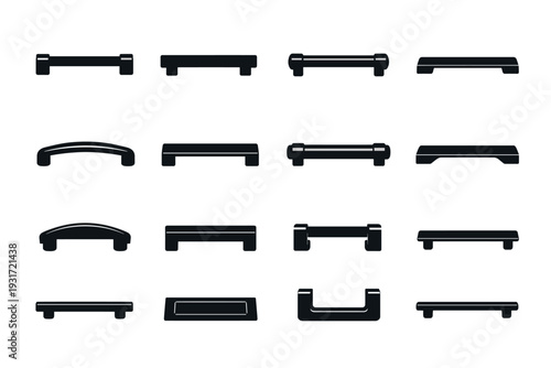 Pull hardware handle horizontal solid drawer generation simple image vector icon furniture