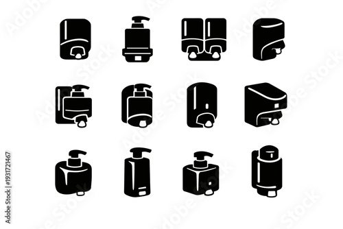 Vector washroom simple hardware icon clean black practical fitting image generation interior
