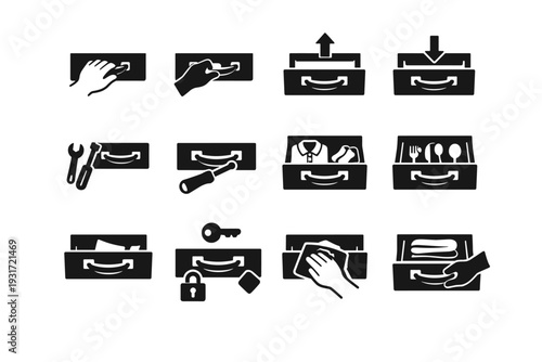 Vector generation simple icon image functional home clean workflow furniture daily usage