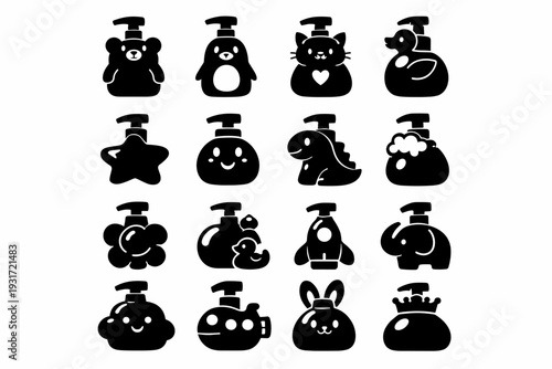 Home kids soap black object vector foamer geometry playful icon foam bathroom