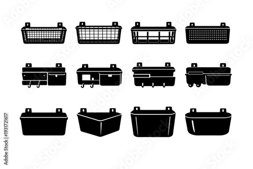 Metal industrial wall silhouette icon vector grid basket icons solid hardware