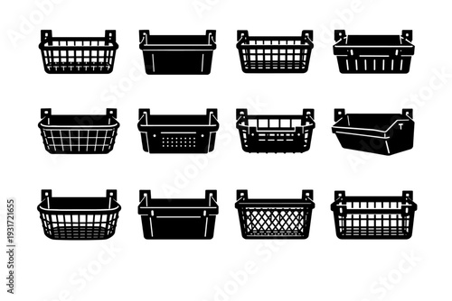 Reliable storage generation black wall strong basket simple vector icon household geometry