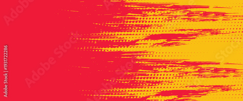 Yellow and red abstract grunge background with halftone style.