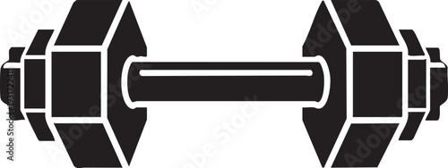 A simple black and white illustration of a dumbbell viewed from the side