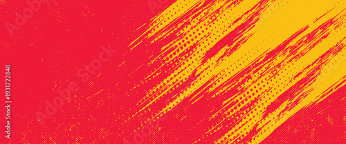 Yellow and red abstract grunge background with halftone style.