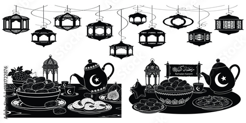 Ramadan decorations and traditional tea sets