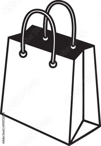 Illustration of a shopping bag with handles viewed from the front
