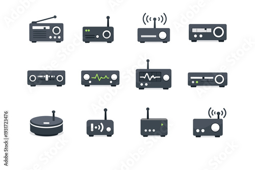 Image generation icon simple vector box flat broadcast signal audio receiver silent