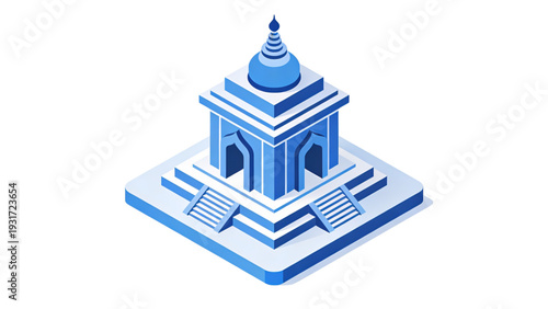 Isometric 3d vector illustration of a church and urban building architecture featuring a modern city house design with construction elements for a real estate icon symbol