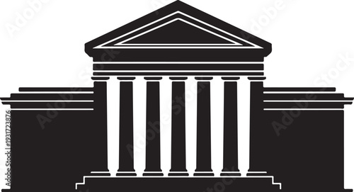 Simple black and white illustration of a building facade