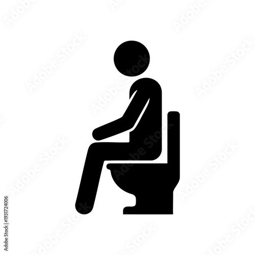 Person Sitting on Toilet Icon – Bathroom Use, Restroom Facility and Sanitation Symbol