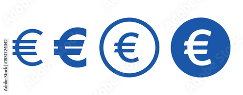 Euro Money Icons Collection Featuring Euro Currency, Finance Symbols, Coins and Banknotes in Clean Vector Style