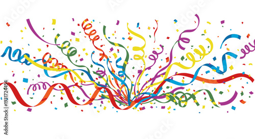 Colorful Confetti and Streamers Celebration.