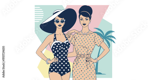 Two women in swimsuits posing confidently.