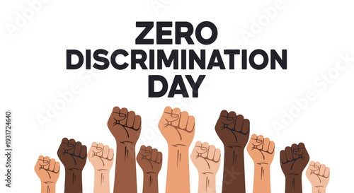 Diverse Hands Raised in Solidarity for Zero Discrimination Day.