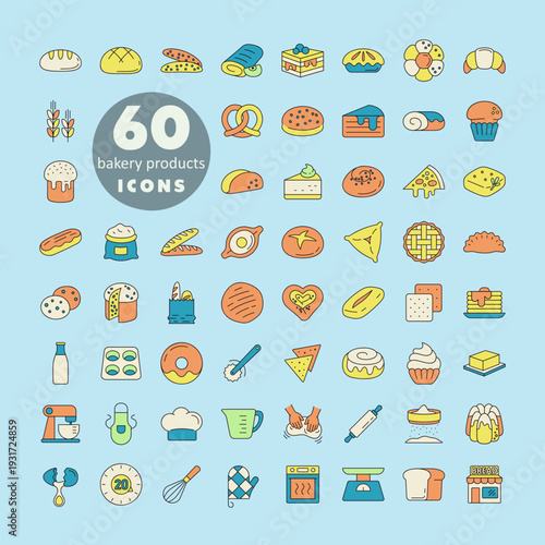 Bakery and Kitchen Essentials Vector Icon Set