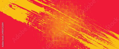 Yellow and red abstract grunge background with halftone style.