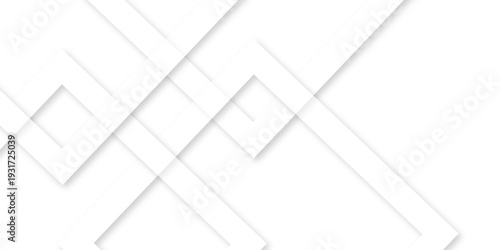 White abstract geometric background with white paper sheets soars as abstract spaces with rectangles, parallel stripes, perspective, shadows in simple strict modern material in triangle and square.