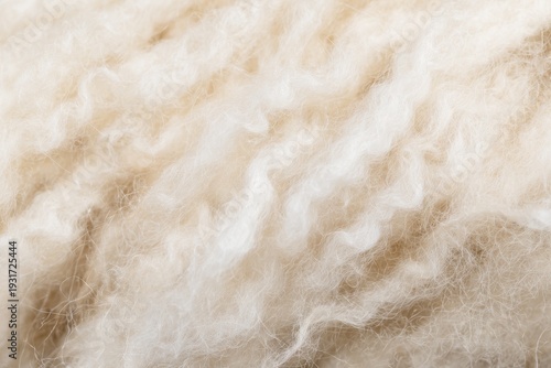 Raw sheep fleece texture, unspun crimped wool fibers, natural off-white color, lanolin feel, rustic macro