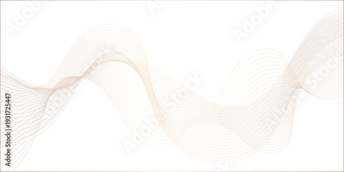 Abstract wave element for design. Digital frequency track equalizer. Stylized line art background. Vector illustration. Wave with lines created using blend tool. Curved wavy line, valleys is featured.