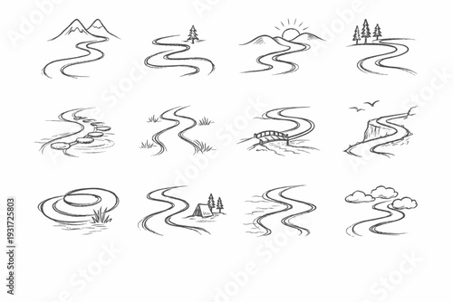 Image travel soft icon generation path line vector simple outline trail natural