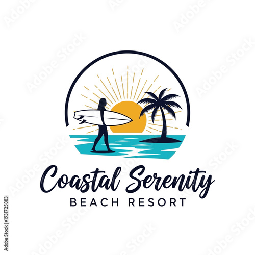 Coastal Serenity Beach Resort Logo Design.