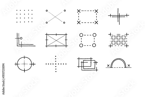 Penmark guide markers scaffold marks vector grid iconic pattern cues icon kind