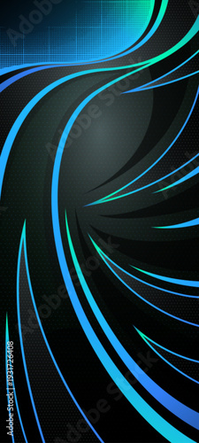 Abstract blue and teal swirs on black background