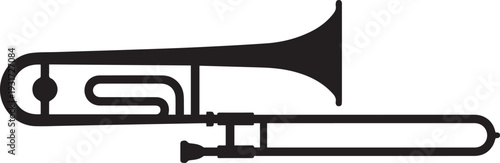 Side View Trombone Silhouettes with Extended Slide Music Icon