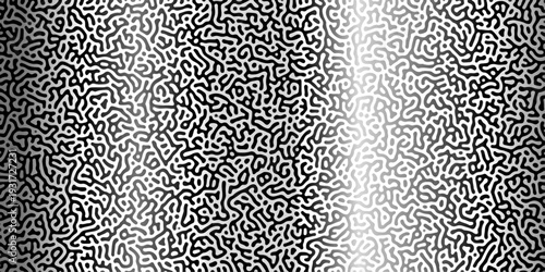 Abstract truing organic wallpaper Turing reaction diffusion monochrome seamless pattern with chaotic motion. Generative algorithm psychedelic background. Reaction-diffusion or truing pattern diffusion